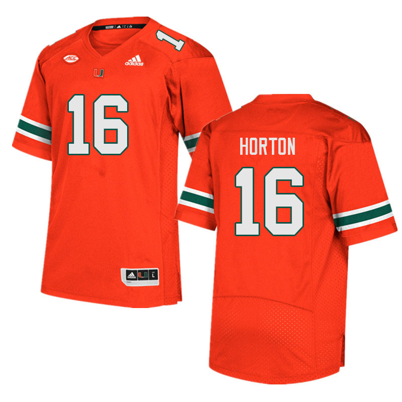 Men #16 Isaiah Horton Miami Hurricanes College Football Jerseys Sale-Orange - Click Image to Close